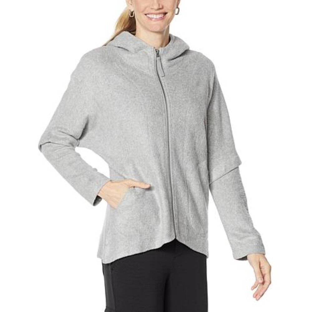New! Democracy Zip Fleece Hoodie Heather Gray 2X